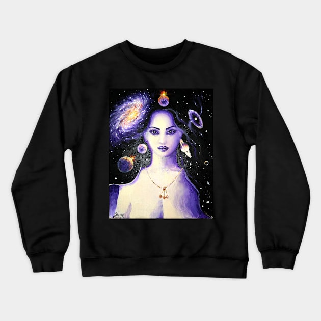 The universe in her hair Crewneck Sweatshirt by CORinAZONe